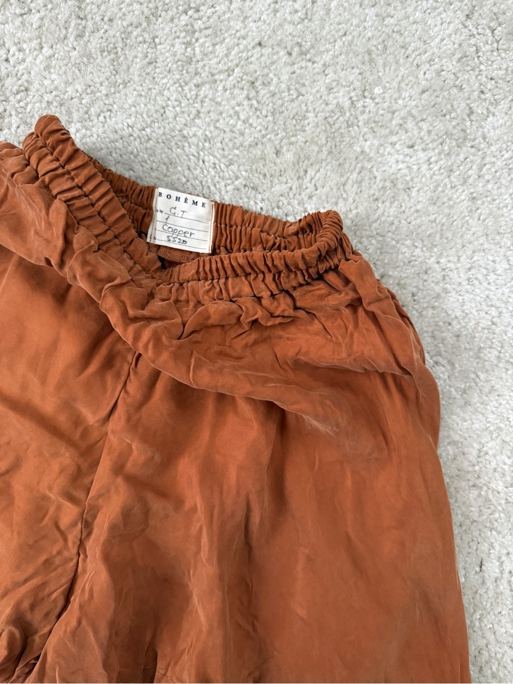 BOHÈME Goods Copper Rust Elastic Waist Lightweight Flowy Shorts New